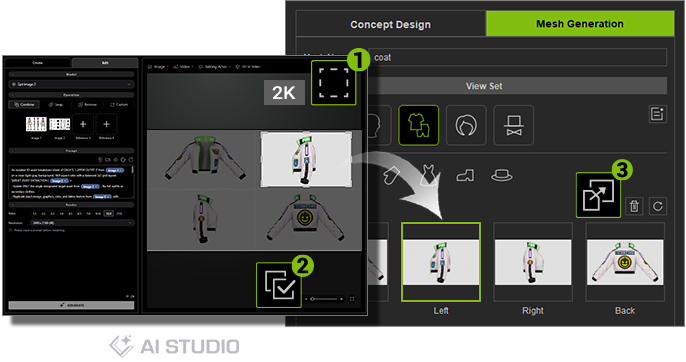 Copy concept images into the AI Mesh Generation panel